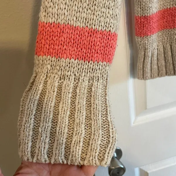 Lou & Grey & LOFT Sweater Womens LARGE Multicolor Chunky Knit Striped Pullover - Image 3