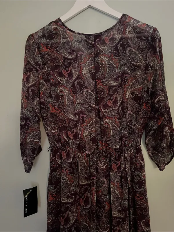 Long Wrap Dress in Burgundy - Image 7