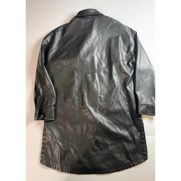 ZARA long Black Leather Jacket S - Image 12