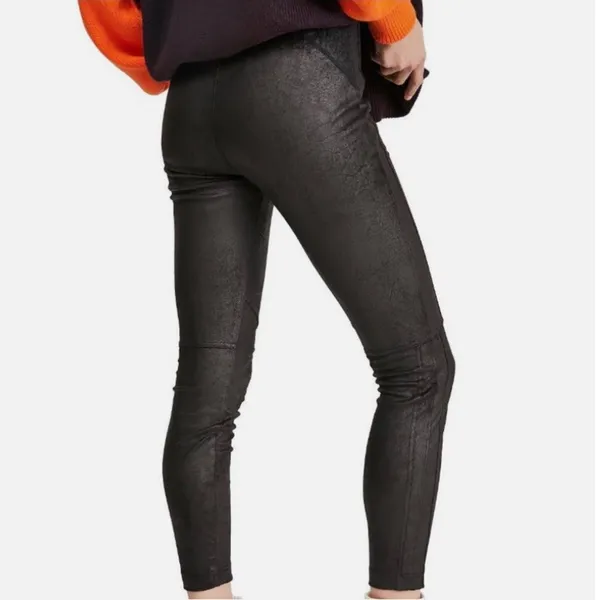 Free People Black Midnight Vegan Suede Skinny‎ Pants Size XS - Image 2