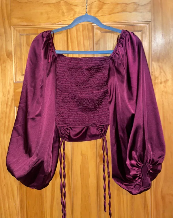 Satin Maroon Blouse Red - Image 3