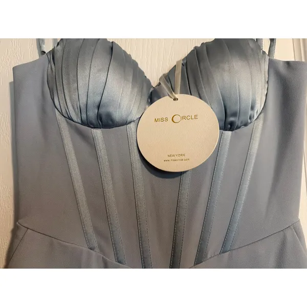 NWT Miss Circle Sarina Baby Blue Satin Corset Jumpsuit - Size Small (Read) - Image 3