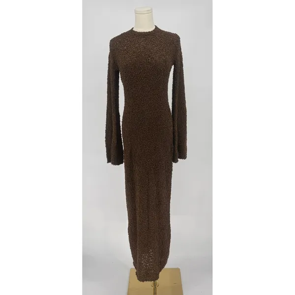Honor The Gift Brown Fuzzy Knit Open Back Maxi Dress Medium NWT‎ - Image 4