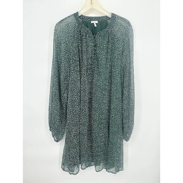 Joie Balloon Sleeve‎ Mini Dress Green Arctic Animal Spot Size XXL Chiffon Flowy - Image 3