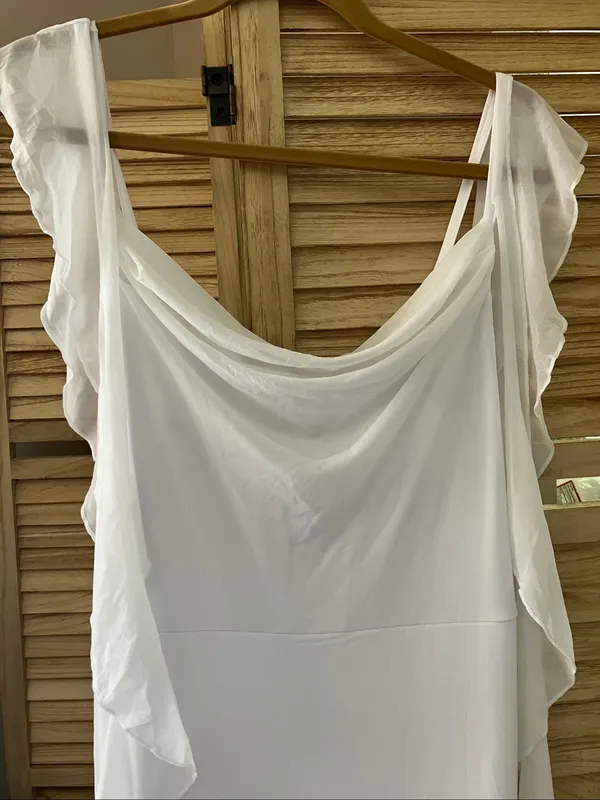 Pretty Garden White Ruffled Sleeveless Maxi Dress Large NWT - Image 5