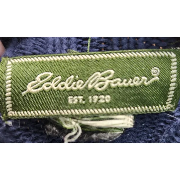 Eddie Bauer Medium Striped V Neck Knit‎ Sweater Blue Yellow Green Casual - Image 4