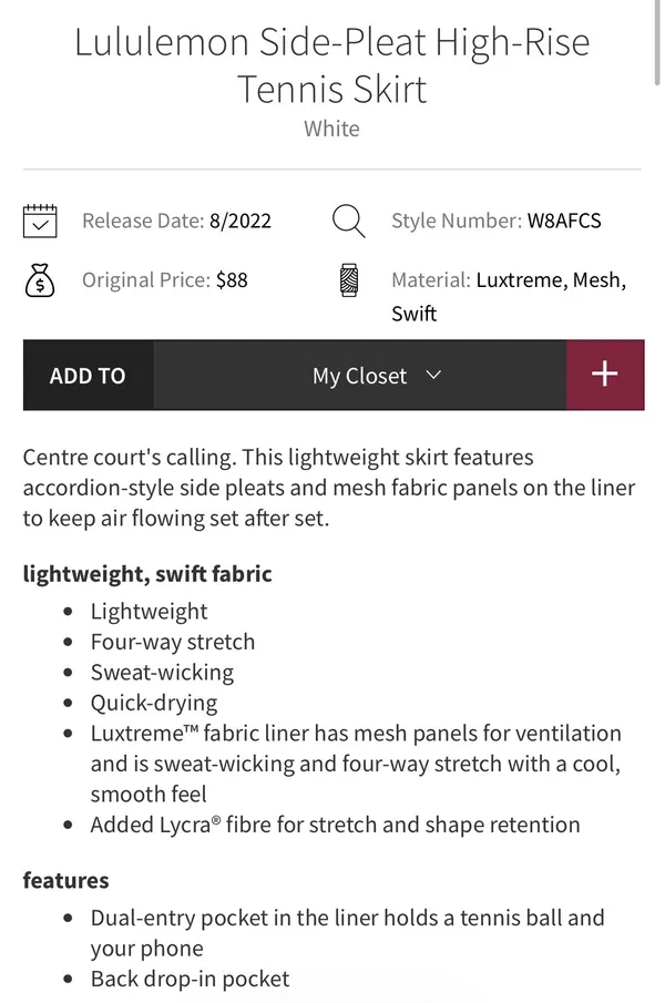 Lululemon Side-Pleat High-Rise Tennis Skirt White 6 - Image 17