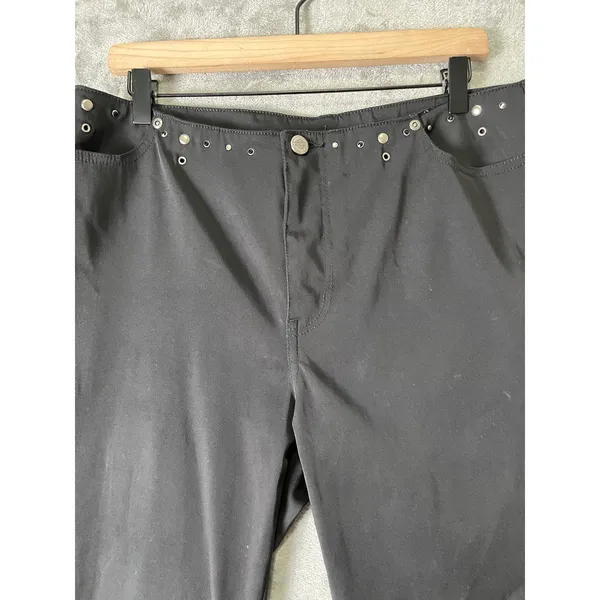 Harley Davidson Vintage Leather Studded Grommet Bootcut Pants Moto Biker Babe 10 - Image 2