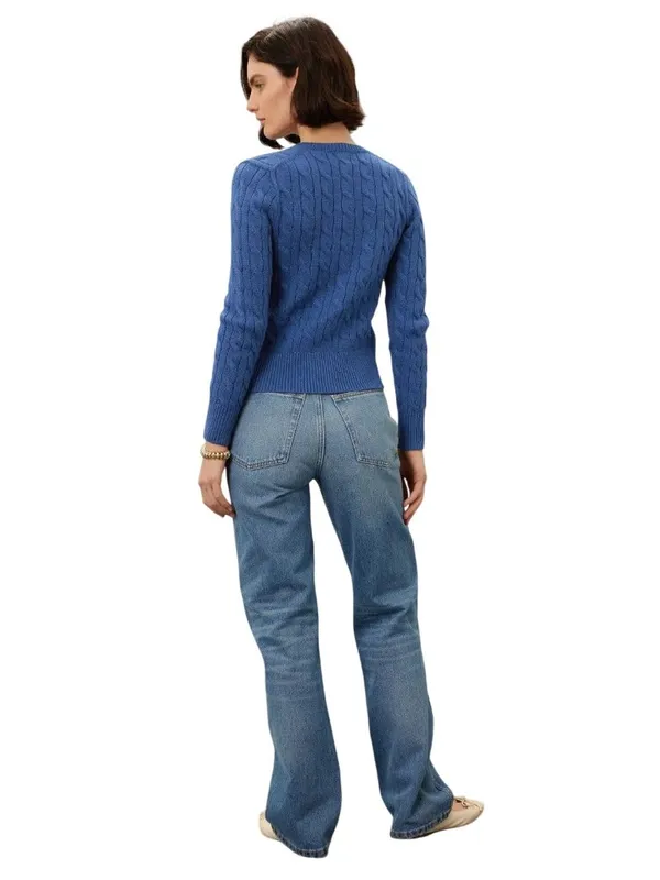 Polo Ralph Lauren Cable Knit Long Sleeve Cardigan in Charter Blue XSmall Womens - Image 11
