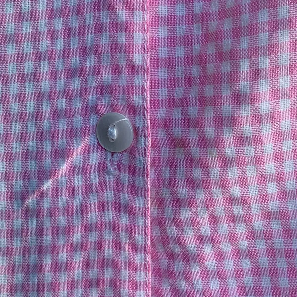 Vintage‎ 80s Embroidered Shirt Pink GinghamTop Plaid Button Up Dalmatian Puppy - Image 10