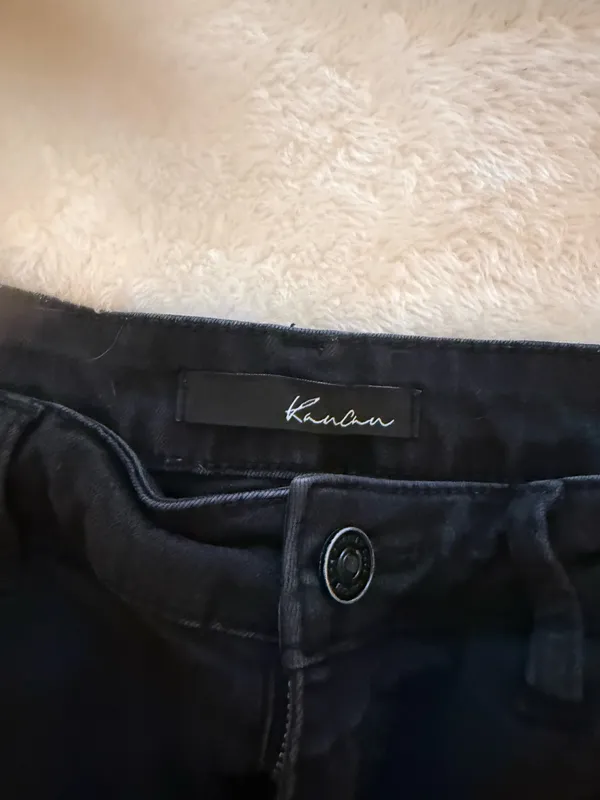 KanCan Black Denim Jean Shorts, waist 28, lightly distressed style - Image 3