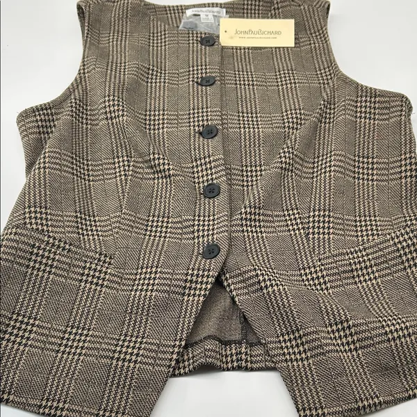 JohnPaulRichard Brown Plaid Blouse Size M - Image 13