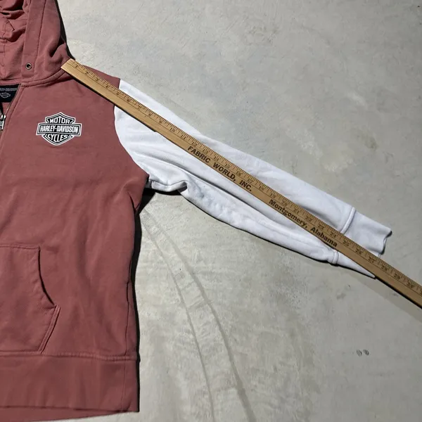Harley Davidson Women's SZ 2XL Light Pink Hooded Zippered Sweater Embroidered - Image 14