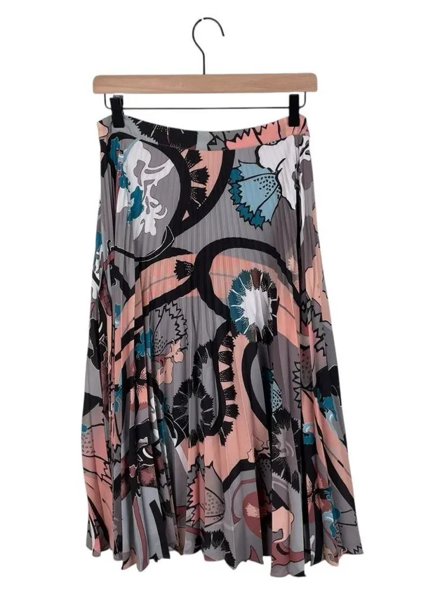 REISS Lolita Montage Accordion Pleated Skirt Women's Size 8 Abstract Print Artsy - Image 3