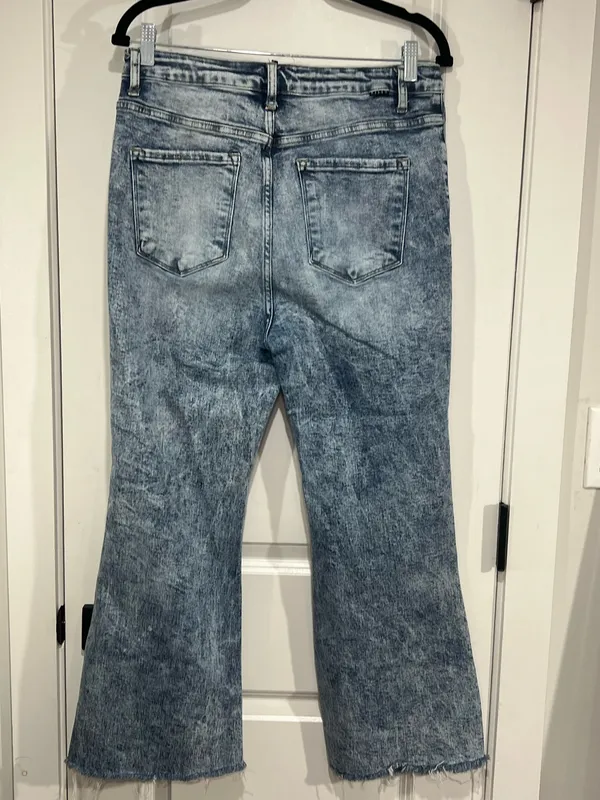 Risen hight rise Acid wash cropped flare Jeans - Image 5