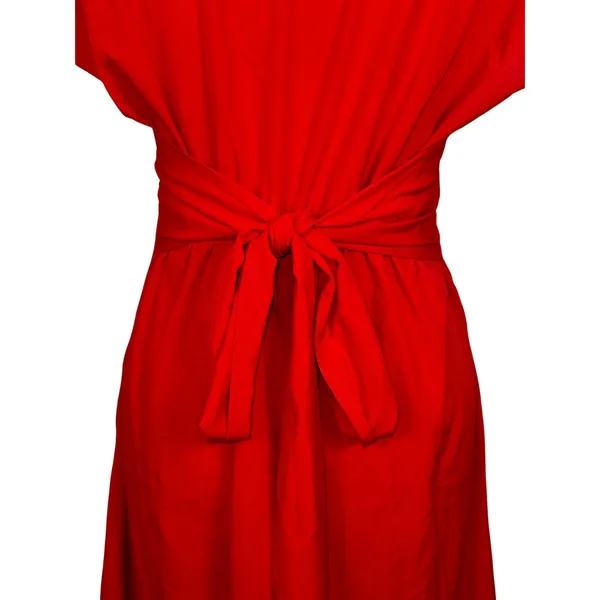 NEW Halara Red Ruched V-Neck Tie Waist Casual Wrap Midi Dress Womens Size S NWOT - Image 5