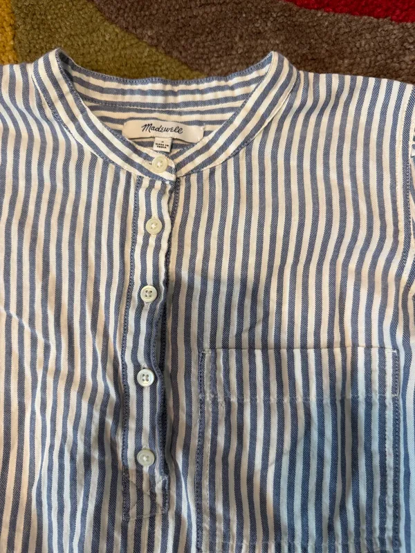 Madewell Striped Long Sleeve Popover Shirt 100% Cotton Blouse Women’s Size Small - Image 2