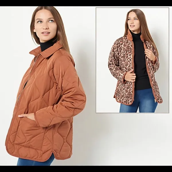 Isaac Mizrahi Quilted Barn Cognac Jacket- Small - Image 2