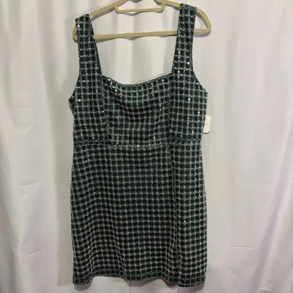 Altar’d State Women’s Green Beaded Mateo Mini Dress Square Neck XXL Homecoming - Image 5