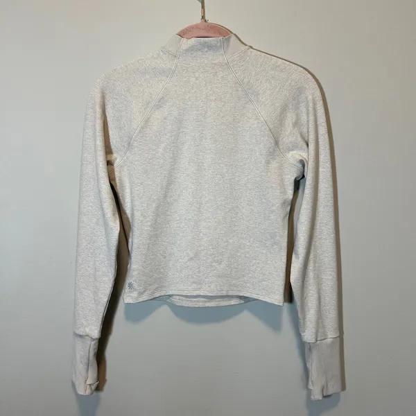 Athleta Softluxe Top Women's Small Gray Mock Neck Raglan Thumbhole - Image 9