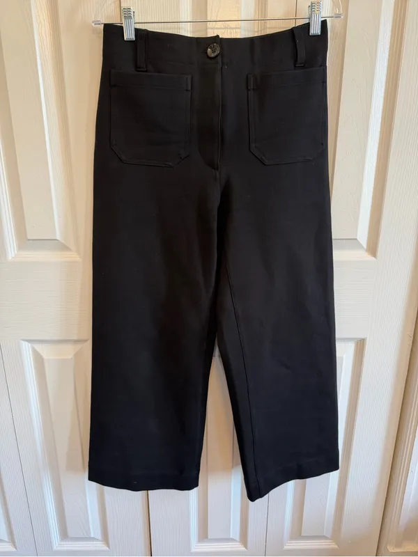 Quince Ultra Stretch Ponte Cropped Wide Leg Pants Black Size 6 - Image 2