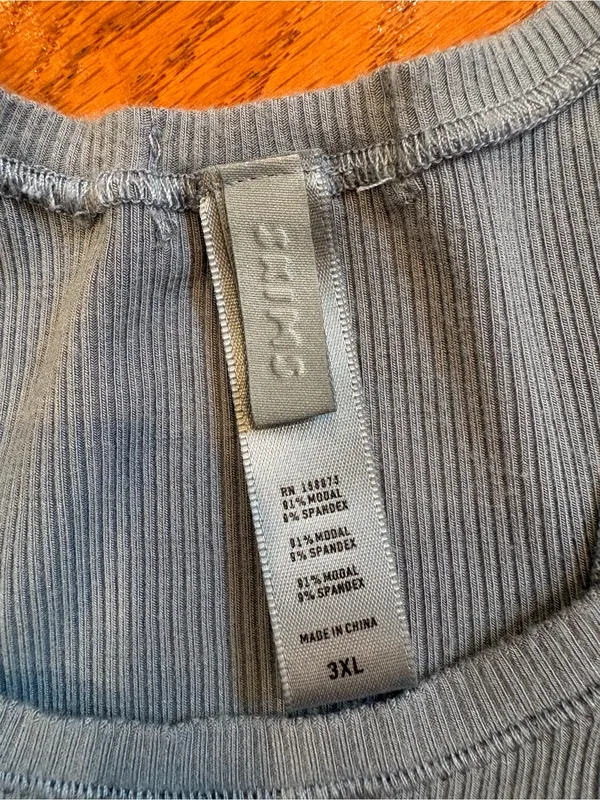 SKIMS Ribbed Crop Tank Top Blue Modal Blend Soft Stretch 3XL - Image 2