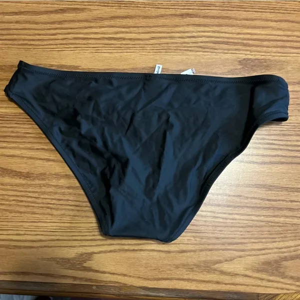 NWT Madewell Basic Women's Swim Bikini Bottom Solid Black Moderate Size L - Image 4