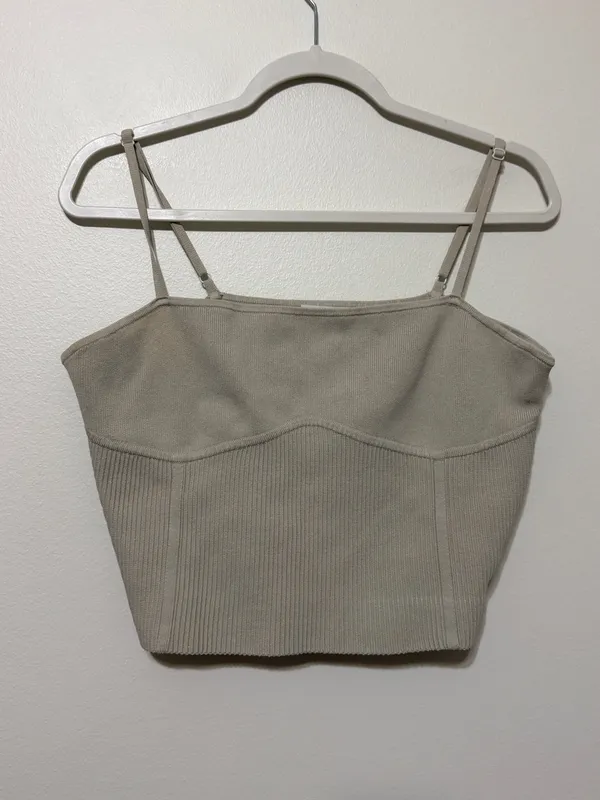 Aritzia Babaton Suite Sculpt Knit Bustier Size XL Top in MATTE PEARL Ribbed Tank - Image 2