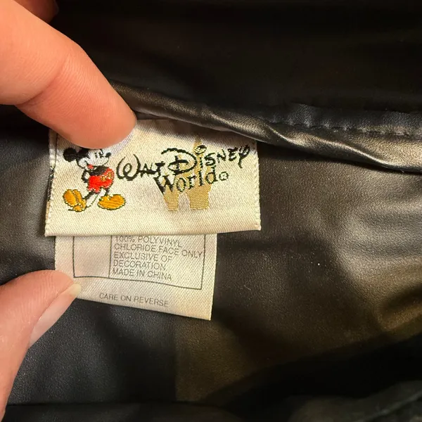 VTG Walt Disney World Mickey Mouse Black Faux Leather Waist Bag Fanny Pack - Image 3