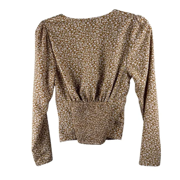 Abercrombie and Fitch Long Sleeve Twist Front Blouse in Light Brown Size‎ Small - Image 2