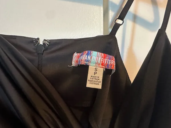 Urban Outfitters Mallory Black Satin Cowl Slip Mini Dress - Image 2