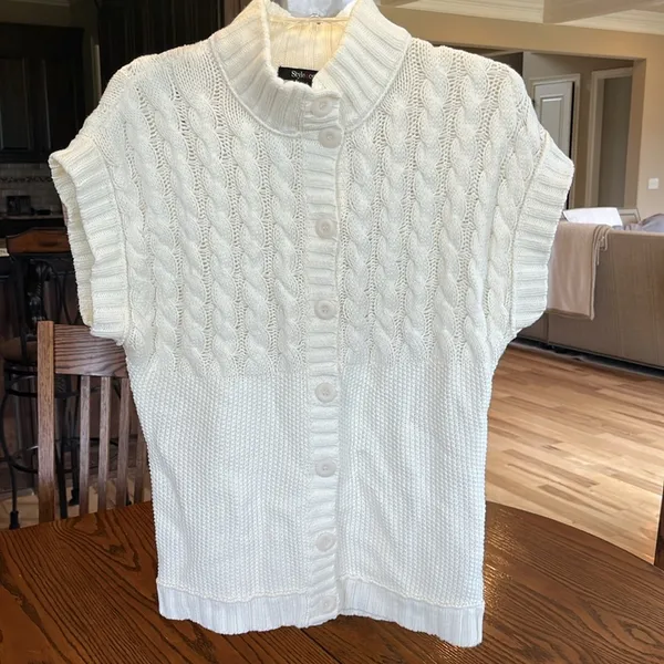 Style & Co Cream Cable Knit Oversized Sweater - Image 8