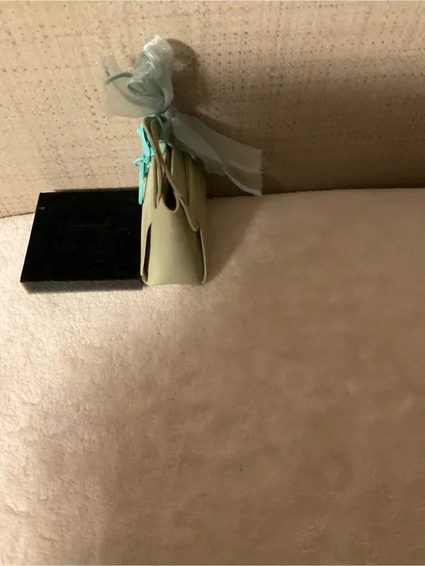 Pale Green Key & Card Holder with Light Green Ribbon Accent - Image 2