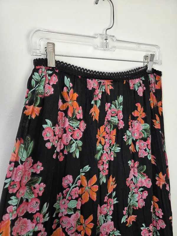 Maxi Length Tiered Floral Skirt Cotton Blend Boho Gypsy Hippie Cottagecore M - Image 3