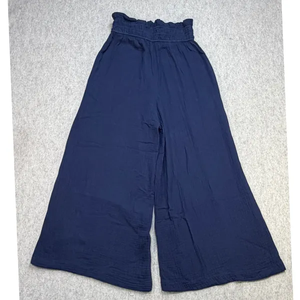 Avah Gauze Wide Leg Pants Women S Blue Boho Coastal Grandma Beachy Gauze Ankle - Image 2
