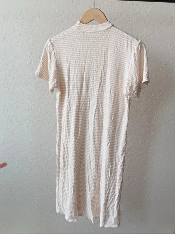 Albion Pink White Striped Short Sleeve Dress - Image 2