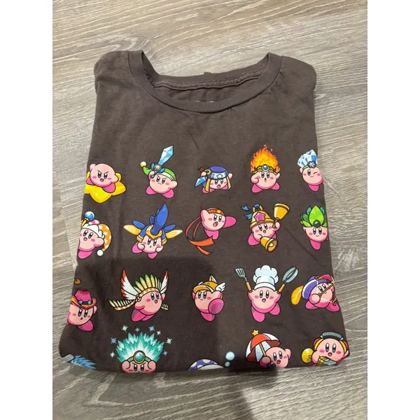Kirby Nintendo T Shirt Brown Graphic Print Cartoon‎ Video Game Tee Sm - Image 4