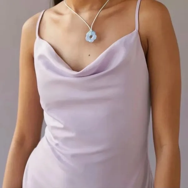 Urban Outfitters Lilac Satin Cowl Neck Slip Mini Dress - Image 4