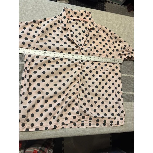 Victoria's Secret Pink Black Polka‎ Dot Pajama Shirt Top M M - Image 3