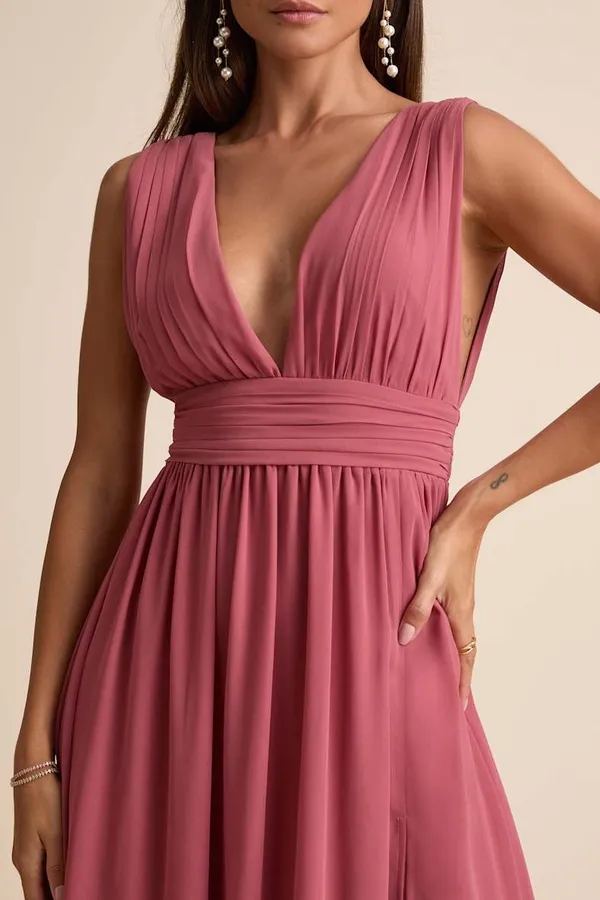 NWOT Lulus Heavenly Hues Desert Rose Maxi Dress in Desert Rose Size Medium MSRP $99 - Image 5