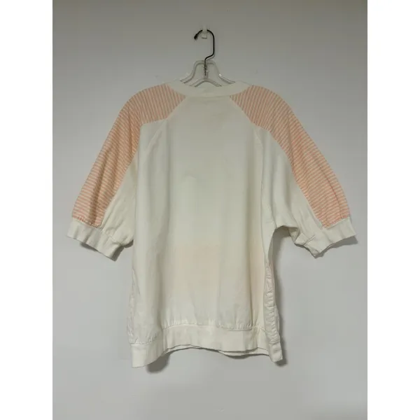 Vintage 80s Striped Sweatshirt Peach White Colorblock Crewneck Stranger Things M - Image 4