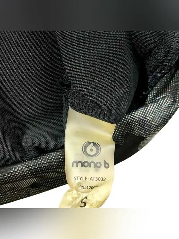 Mono B Metallic Camo Holographic Foil Black Sports Bra - Image 4