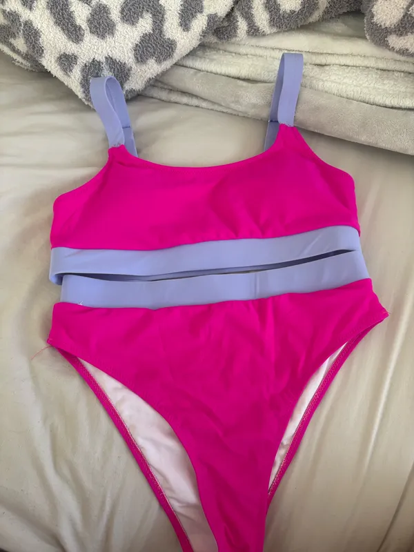 Bikini set high waisted bottoms Pink Size M - Image 2