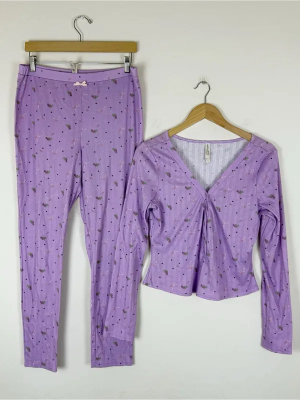 For Love & Lemons Victoria's Secret Pointelle Long Sleeve Pajama Set - Image 3