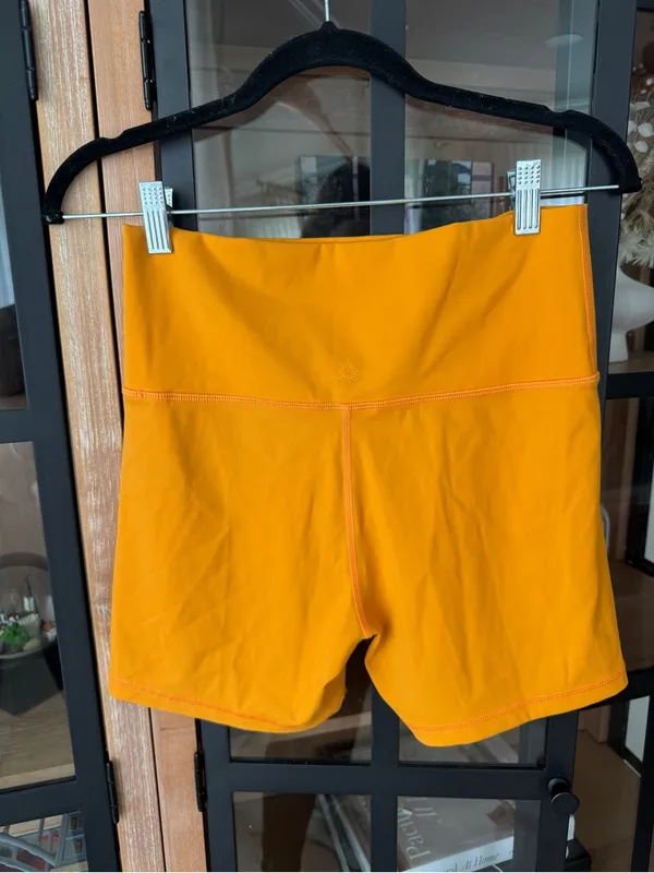 Aerie offline biker shorts high rise no front seam neon tangerine - Image 4