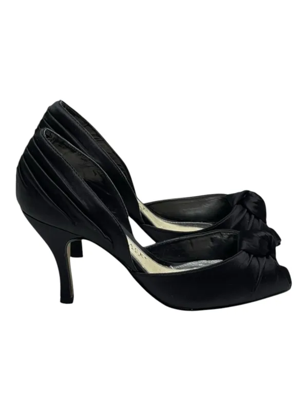 White House Black Market WHBM ❁ Satin Knot Peep Toe D’Orsay Heels ❁ Black 6M ❁ - Image 3