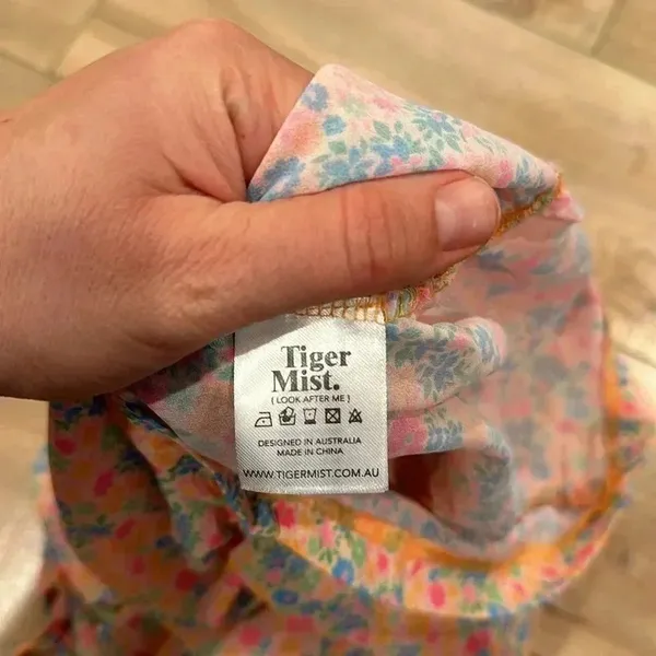Tiger Mist Orange Floral Back Ruched Mini Dress Sz S - Image 6