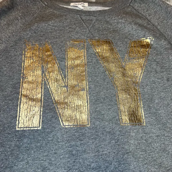 Aeropostale Womens Size XL NY Crewneck Sweatshirt‎ Grey Distressed Graphic Y2K - Image 7
