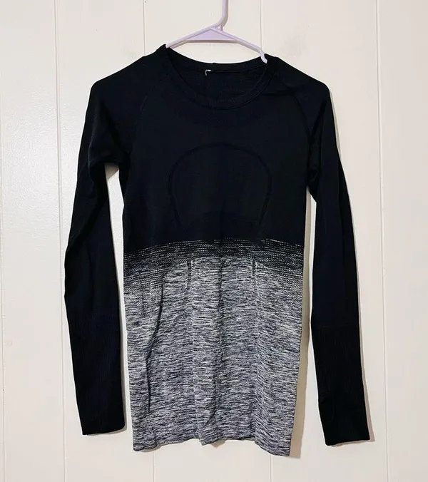 Lululemon Swiftly Tech Long Sleeve Crew Black Ombre Athletic Top 4 - Image 2
