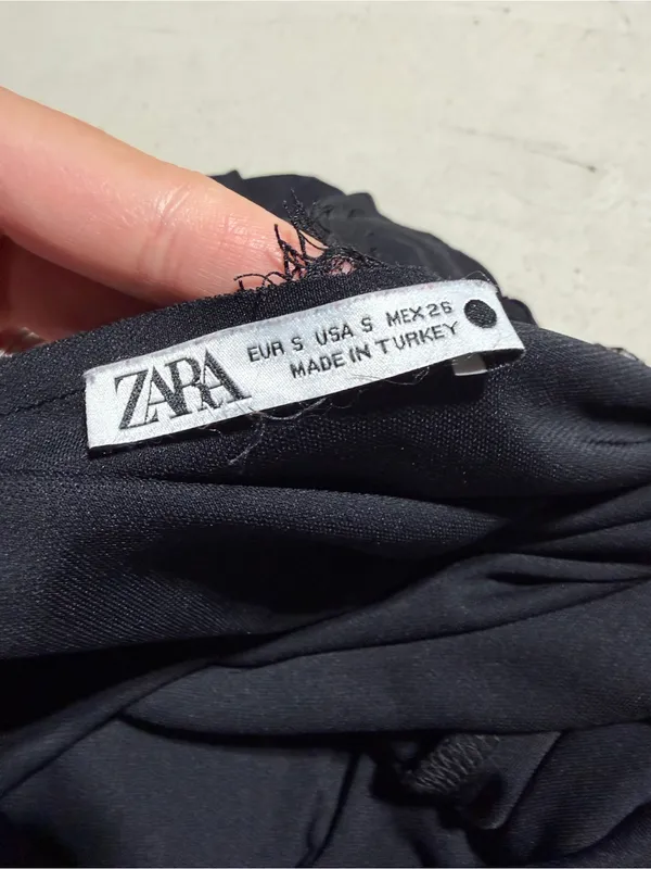 Zara Black Lace Trim long Slip Dress small - Image 6